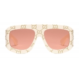 Gucci - Rectangular Sunglasses with GG - Ivory - Gucci Eyewear