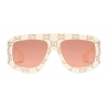 Gucci - Occhiali da Sole Rettangolari con Motivo GG - Avorio - Gucci Eyewear