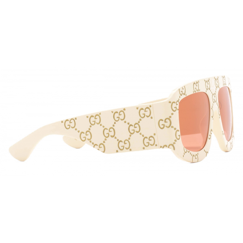 Gucci - Rectangular-Frame Sunglasses - Ivory - Gucci Eyewear - Avvenice