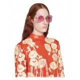 Gucci - Heart-Shaped Sunglasses with Crystals - Gold Pink - Gucci Eyewear