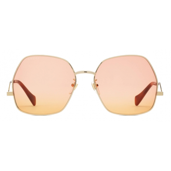 Gucci - Geometrical Sunglasses - Gold Pink Orange - Gucci Eyewear