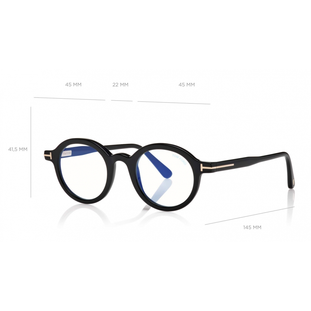 Tom Ford - Round Shape Blue Block Optical Glasses - Black - FT5664-B ...