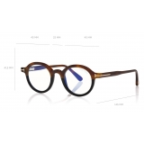 Tom Ford - Round Shape Blue Block Optical Glasses - Striped Black Havana - FT5664-B - Optical Glasses - Tom Ford Eyewear
