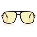 Tom Ford - Falconer Sunglasses Pilota - Nero Lucido Marrone- FT0884 - Occhiali da Sole - Tom Ford Eyewear