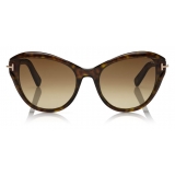 Tom Ford - Leigh Sunglasses - Occhiali da Sole Cat-Eye - Havana Scuro - FT0850 - Occhiali da Sole - Tom Ford Eyewear