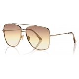 Tom Ford - Reggie Sunglasses - Occhiali da Sole Quadrati Oversized - Oro Rosa - FT0838 - Occhiali da Sole - Tom Ford Eyewear