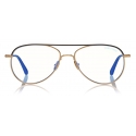 Tom Ford -  Blue Block Pilot Opticals - Occhiali da Vista Pilota - Oro - FT5693-B - Occhiali da Vista - Tom Ford Eyewear