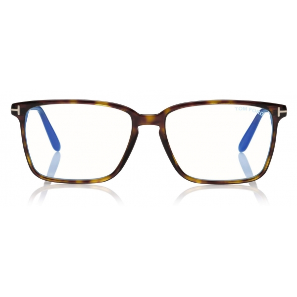 Tom Ford -  Soft Square Shape Blue Block Optical - Dark Havana - FT5696-B - Optical Glasses - Tom Ford Eyewear