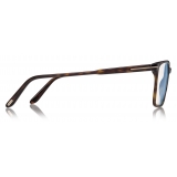 Tom Ford -  Soft Square Shape Blue Block Optical - Havana Scuro - FT5696-B - Occhiali da Vista - Tom Ford Eyewear