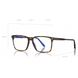 Tom Ford -  Soft Square Shape Blue Block Optical - Dark Havana - FT5696-B - Optical Glasses - Tom Ford Eyewear