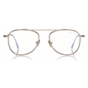 Tom Ford - Round Shape Blue Block Optical - Shiny Rose Gold - FT5691-B - Optical Glasses - Tom Ford Eyewear
