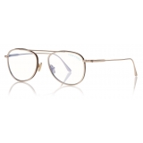 Tom Ford - Round Shape Blue Block Optical - Oro Rosa Lucido - FT5691-B - Occhiali da Vista - Tom Ford Eyewear