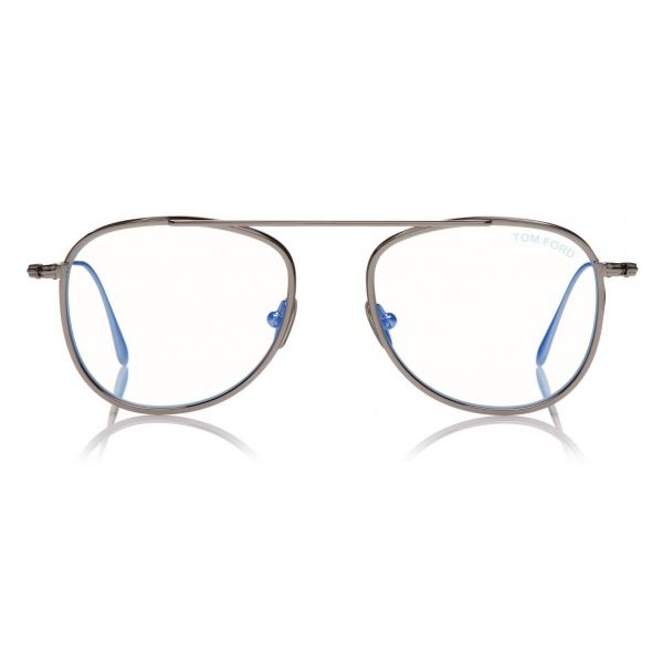 Tom Ford - Round Shape Blue Block Optical - Argento - FT5691-B - Occhiali da Vista - Tom Ford Eyewear