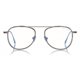 Tom Ford - Round Shape Blue Block Optical - Argento - FT5691-B - Occhiali da Vista - Tom Ford Eyewear