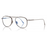 Tom Ford - Round Shape Blue Block Optical - Silver - FT5691-B - Optical Glasses - Tom Ford Eyewear