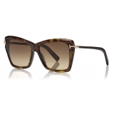 Tom Ford - Leah Sunglasses - Occhiali da Sole Quadrati - Havana Scuro - FT0849 - Occhiali da Sole - Tom Ford Eyewear