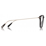 Tom Ford - Key Bridge Round Horn Optical - Black Horn - FT5722-P - Optical Glasses - Tom Ford Eyewear