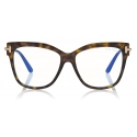 Tom Ford - Square Shape Blue Block Optical - Dark Havana - FT5704-B - Optical Glasses - Tom Ford Eyewear