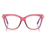 Tom Ford - Square Shape Blue Block Optical - Shiny Red - FT5704-B - Optical Glasses - Tom Ford Eyewear