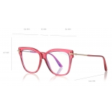 Tom Ford - Square Shape Blue Block Optical - Shiny Red - FT5704-B - Optical Glasses - Tom Ford Eyewear