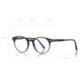 Tom Ford - Round Shape Blue Block Optical - Striped Black Havana - FT5704-B - Optical Glasses - Tom Ford Eyewear