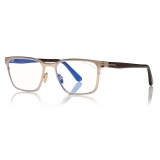 Tom Ford - Blue Block Squared Opticals - Oro Rosa Lucido - FT5733-B - Occhiali da Vista - Tom Ford Eyewear
