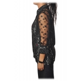 Elisabetta Franchi - Printed Shirt with Tulle - Black - Shirt - Made in Italy - Luxury Exclusive Collection