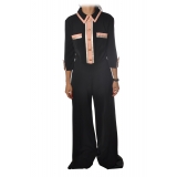 Elisabetta Franchi - Jumpsuit Palazzo Model - Black/Pink - Dress - Made in Italy - Luxury Exclusive Collection