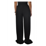 Elisabetta Franchi - Palazzo Trousers with Strap - Black - Trousers - Made in Italy - Luxury Exclusive Collection