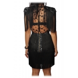 Elisabetta Franchi - Mini Dress with Fringes - Black - Dress - Made in Italy - Luxury Exclusive Collection