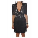 Elisabetta Franchi - Mini Dress with Fringes - Black - Dress - Made in Italy - Luxury Exclusive Collection