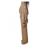 Elisabetta Franchi - Long Dress in Micro Sequins - Gold - Dress - Made in Italy - Luxury Exclusive Collection
