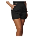 Elisabetta Franchi - High-Waist Shorts with Buckle Details - Black - Trousers - Made in Italy - Luxury Exclusive Collection