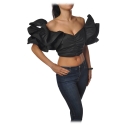 Elisabetta Franchi - Draped Crop Top - Black - Top - Made in Italy - Luxury Exclusive Collection