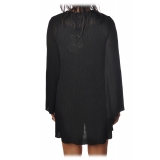 Elisabetta Franchi -  Mini Dress in Laminated Knit - Black - Dress - Made in Italy - Luxury Exclusive Collection