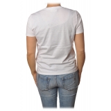 Elisabetta Franchi - Short Sleeve Round Neck T-Shirt Logo - Plaster - T-Shirt - Made in Italy - Luxury Exclusive Collection