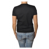 Elisabetta Franchi - T-Shirt Girocollo Manica Corta Logo - Nero - T-Shirt - Made in Italy - Luxury Exclusive Collection