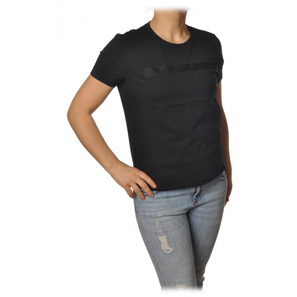 Elisabetta Franchi - Short Sleeve Round Neck T-Shirt Logo - Black - T-Shirt - Made in Italy - Luxury Exclusive Collection
