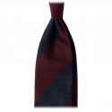 Viola Milano -  Block Stripe 3-fold Grenadine Tie – Navy/wine - Made in Italy - Luxury Exclusive Collection
