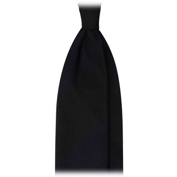 Viola Milano -  Block Stripe 3-fold Grenadine Tie – Navy Forest - Made in Italy - Luxury Exclusive Collection