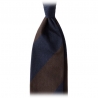 Viola Milano - Cravatta Grenadine 3 Pieghe a Righe a Blocchi - Navy Marrone - Made in Italy - Luxury Exclusive Collection