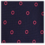 Viola Milano - Circle Printed Selftipped Italian Silk Tie – Navy/Pink - Made in Italy - Luxury Exclusive Collection