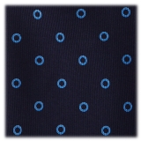 Viola Milano - Circle Printed Selftipped Italian Silk Tie – Navy/ Sea - Made in Italy - Luxury Exclusive Collection
