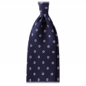 Viola Milano - Circle Printed Selftipped Italian Silk Tie - Navy / White - Made in Italy - Luxury Exclusive Collection