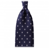 Viola Milano - Circle Printed Selftipped Italian Silk Tie – Navy/white - Made in Italy - Luxury Exclusive Collection