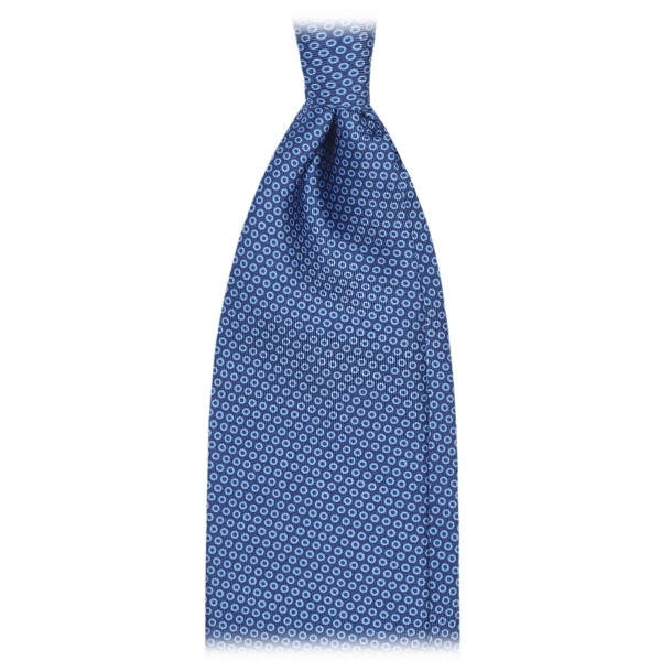 Viola Milano - Classic Circle Selftipped Italian Silk Tie - Navy Mix - Made in Italy - Luxury Exclusive Collection