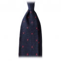 Viola Milano - Classic Polka Dot 3-Fold Grenadine Tie - Navy / Red - Made in Italy - Luxury Exclusive Collection