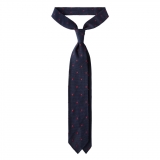 Viola Milano - Classic Polka Dot 3-fold Grenadine Tie - Navy/red - Made in Italy - Luxury Exclusive Collection