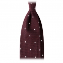 Viola Milano - Classic Polka Dot 3-Fold Grenadine Tie - Wine /  White - Made in Italy - Luxury Exclusive Collection