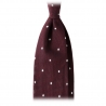 Viola Milano - Cravatta Grenadine 3 Pieghe Classica a Pois - Vino / Bianco - Made in Italy - Luxury Exclusive Collection